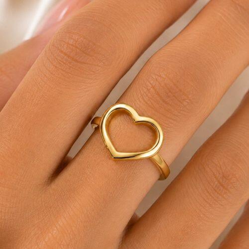 Anel Cora��o Liso Banhado em Ouro 18k