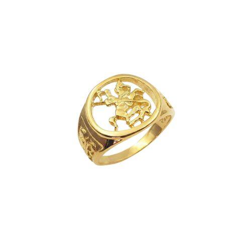 Anel Robusto São Jorge Vazado Banhado em Ouro18k