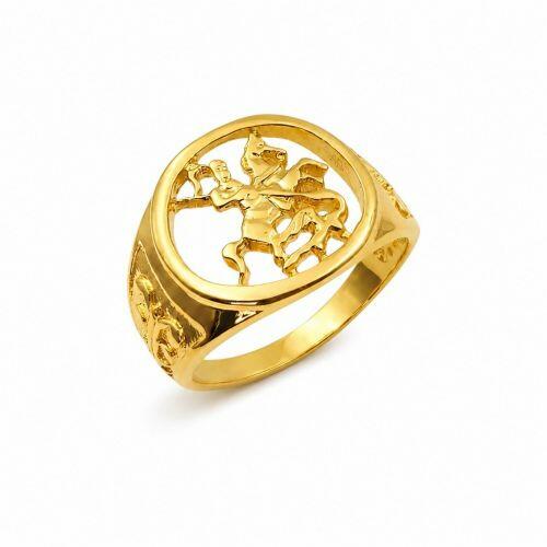 Anel Robusto S�o Jorge Vazado Banhado em Ouro18k