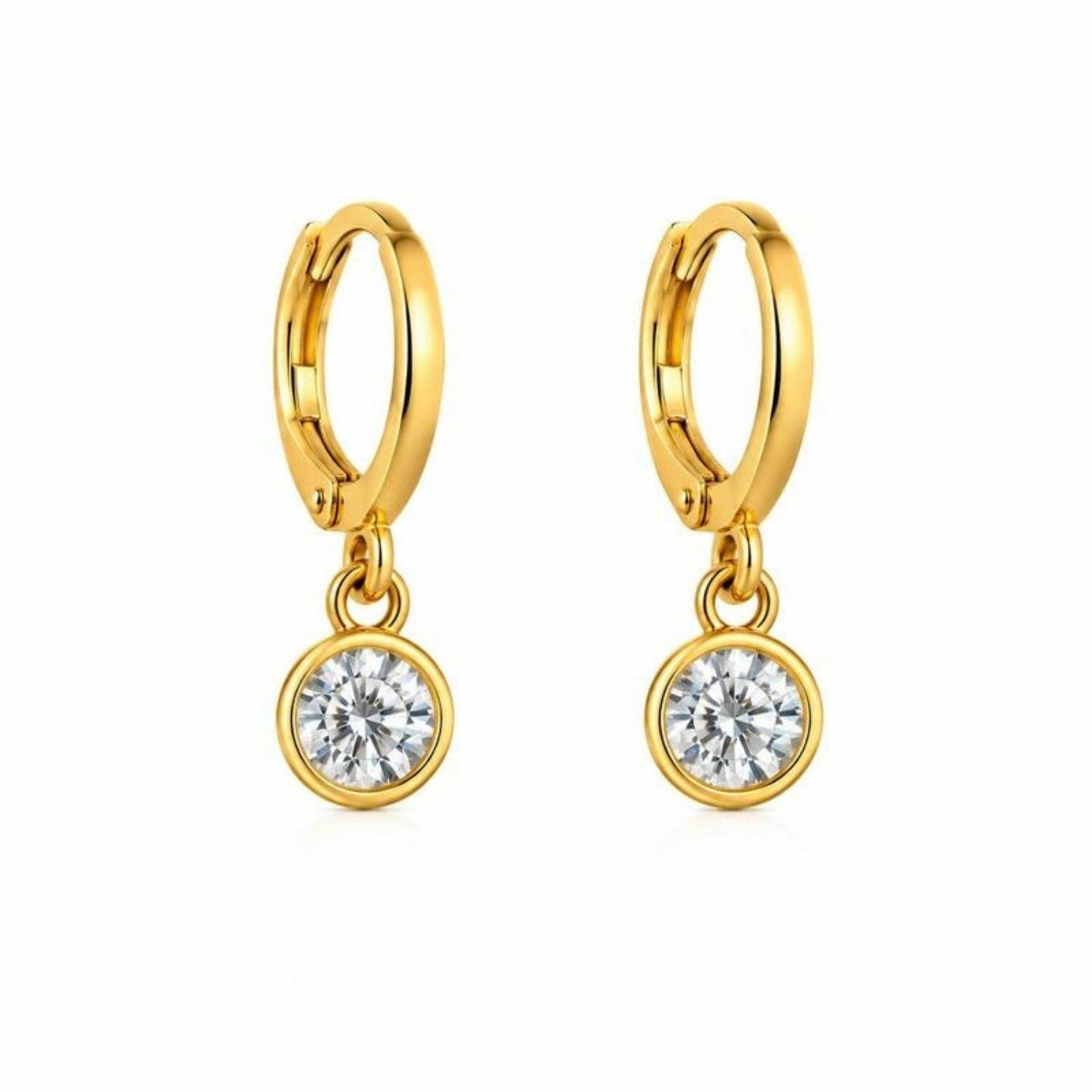 Brinco Argola Ponto de Luz Zircônia Cristal Banhado a Ouro