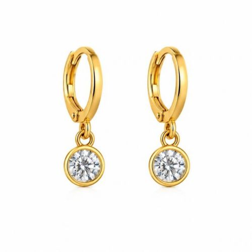 Brinco Argola Ponto de Luz Zirc�nia Cristal Banhado a Ouro