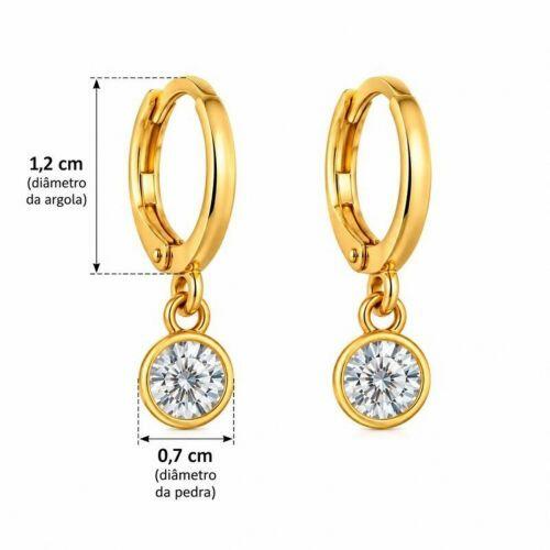 Brinco Argola Ponto de Luz Zircônia Cristal Banhado a Ouro