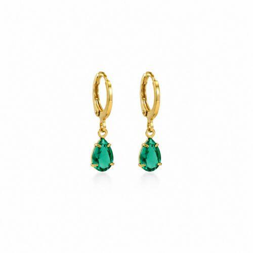 Brinco Argola com Gota Zirc�nia Turmalina Banhado a Ouro