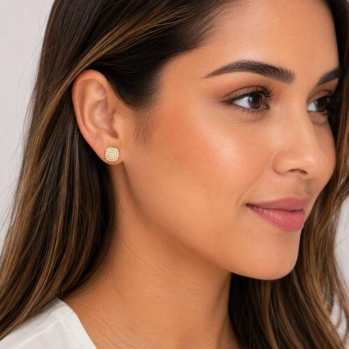 Brinco Quadrado Zirc�nia Cristal Banhado a Ouro