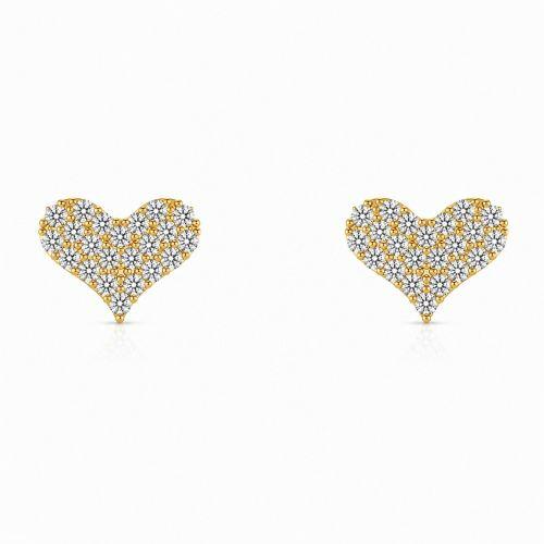 Brinco Coração Zircônia Cristal Banhado a Ouro