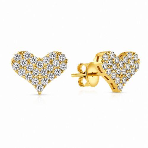 Brinco Cora��o Zirc�nia Cristal Banhado a Ouro
