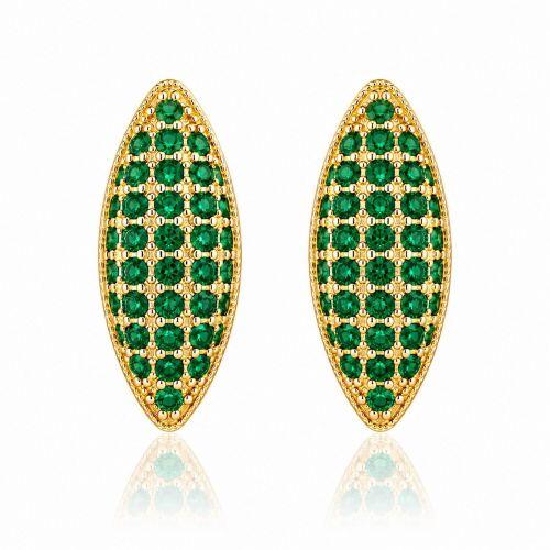 Brinco Argola 5 Fileiras Micro Zircônia Esmeralda Banhado a Ouro