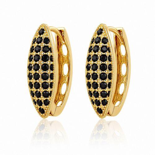 Brinco Argola 5 Fileiras Micro Zircônia Negra Banhado a Ouro