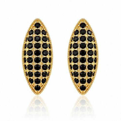 Brinco Argola 5 Fileiras Micro Zircônia Negra Banhado a Ouro
