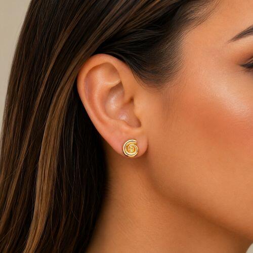 Brinco Formas Caracol Banhado a Ouro