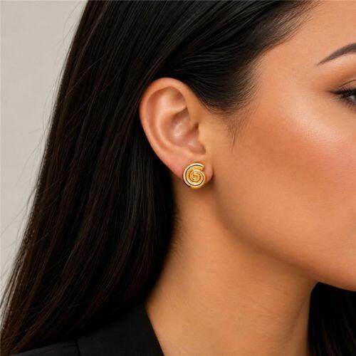 Brinco Formas Caracol Banhado a Ouro