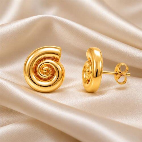 Brinco Formas Caracol Banhado a Ouro