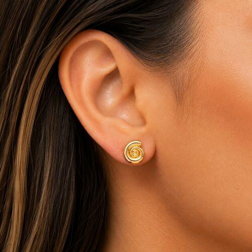 Brinco Formas Caracol Banhado a Ouro