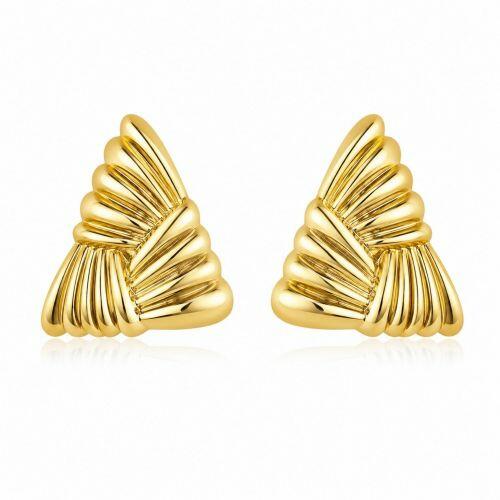 Brinco Formas Triângulo com Detalhes Banhado a Ouro