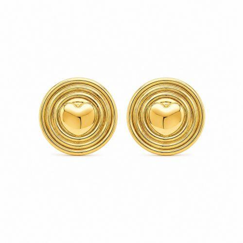 Brinco Formas Redondo com Cora��o Banhado a Ouro
