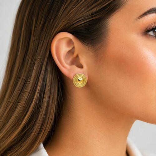 Brinco Formas Redondo com Cora��o Banhado a Ouro