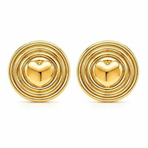 Brinco Formas Redondo com Cora��o Banhado a Ouro