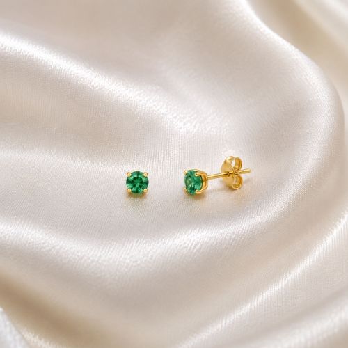 Brinco Ponto de Luz 0.3 cm Zircônia Turmalina Banhado a Ouro