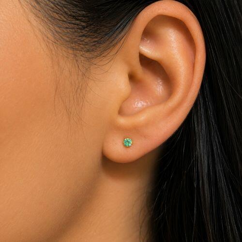 Brinco Ponto de Luz 0.3 cm Zirc�nia Turmalina Banhado a Ouro