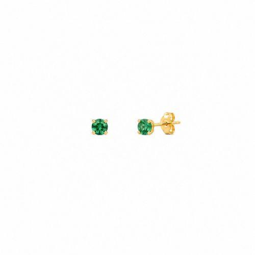 Brinco Ponto de Luz 0.3 cm Zirc�nia Turmalina Banhado a Ouro