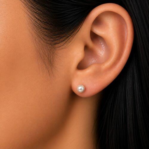 Brinco P�rola 0.4 cm Banhado a Ouro