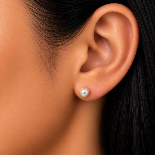 Brinco P�rola 0.6 cm Banhado a Ouro