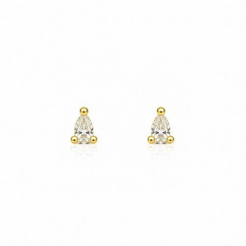 Brinco Mini Gota Zirc�nia Cristal Banhado a Ouro