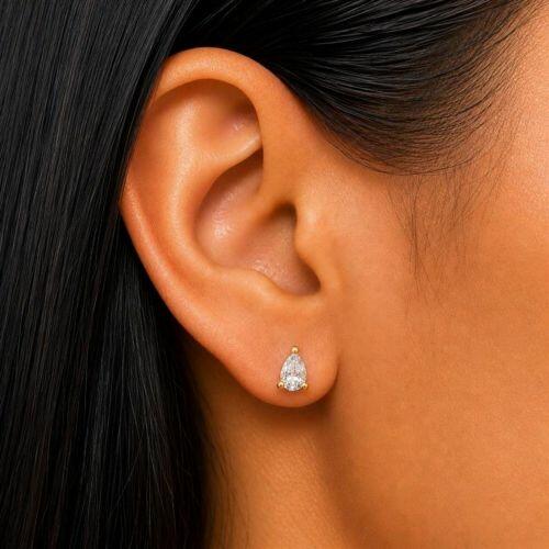 Brinco Mini Gota Zirc�nia Cristal Banhado a Ouro
