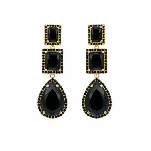 Brinco Luxury Zirc�nia Negra Banhado a Ouro