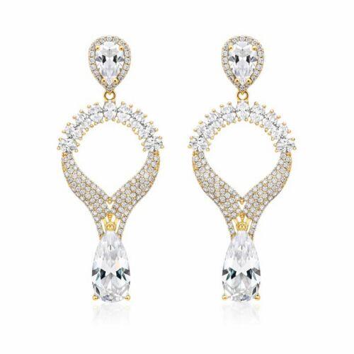 Brinco Luxury Gotas Zirc�nia Cristal Banhado a Ouro 18K