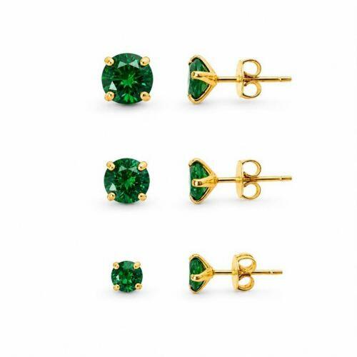 Brinco Trio Zirc�nia Esmeralda Banhado a Ouro