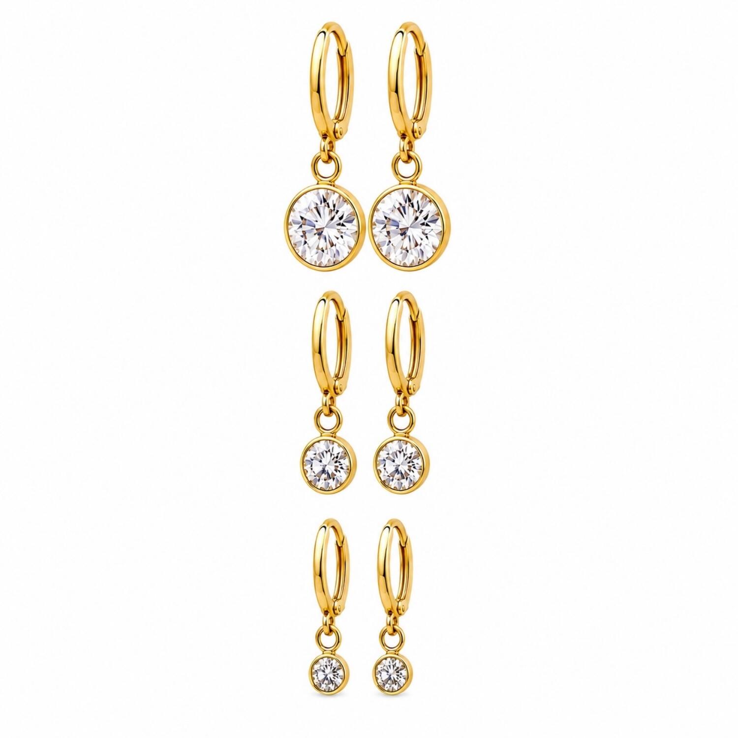 Brinco Trio Argola Ponto de Luz Banhado em Ouro 18K
