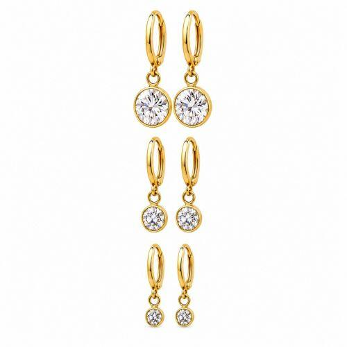 Brinco Trio Argola Ponto de Luz Banhado em Ouro 18K