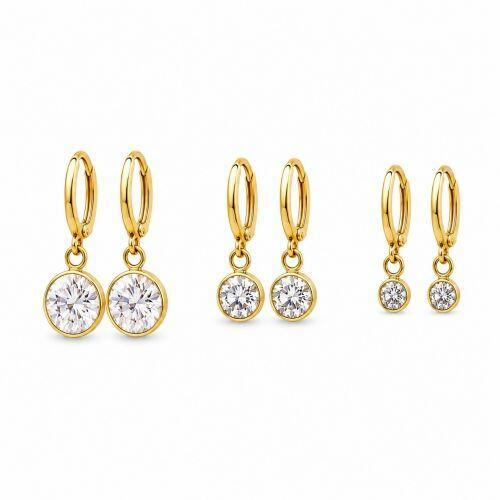 Brinco Trio Argola Ponto de Luz Banhado em Ouro 18K
