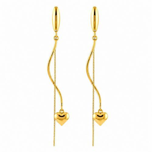 Brinco 2 Fios com Pingente Cora��o Banhado em Ouro 18K