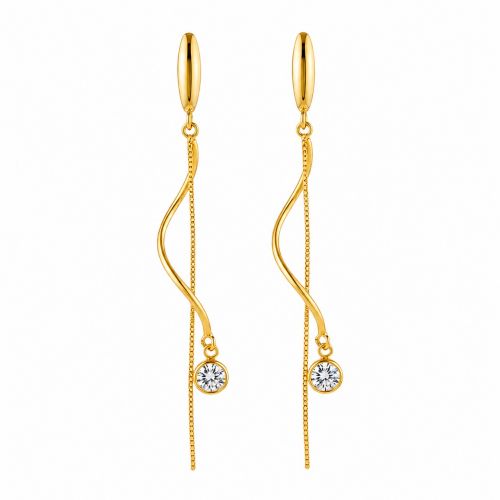 Brinco 2 Fios com Pingente Ponto de Luz Banhado em Ouro 18K