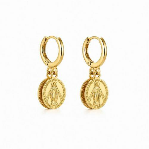 Brinco Argola com 2 Nossa Senhora Milagrosa Banhado em Ouro 18k
