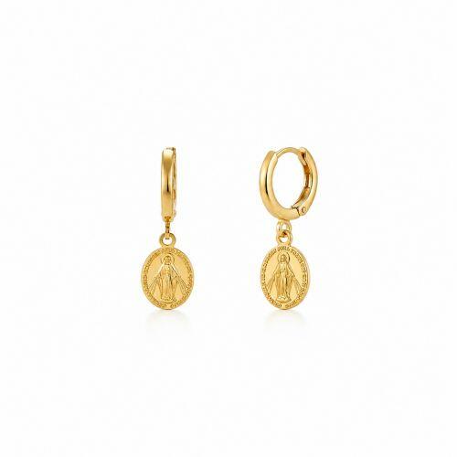 Brinco Argola Nossa Senhora Milagrosa Banhado em Ouro 18k
