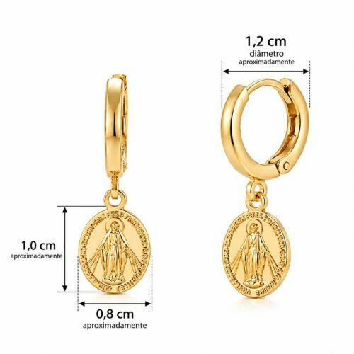 Brinco Argola Nossa Senhora Milagrosa Banhado em Ouro 18k