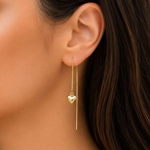 Brinco Passante Cora��o Liso Banhado em Ouro 18k