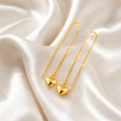 Brinco Passante Cora��o Liso Banhado em Ouro 18k