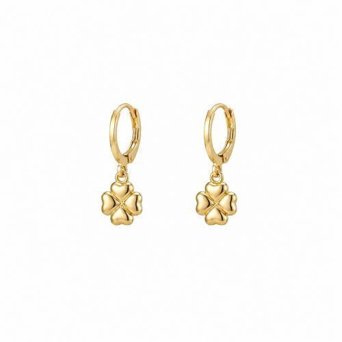 Brinco Argola Trevo Abaulado Banhado em Ouro 18k