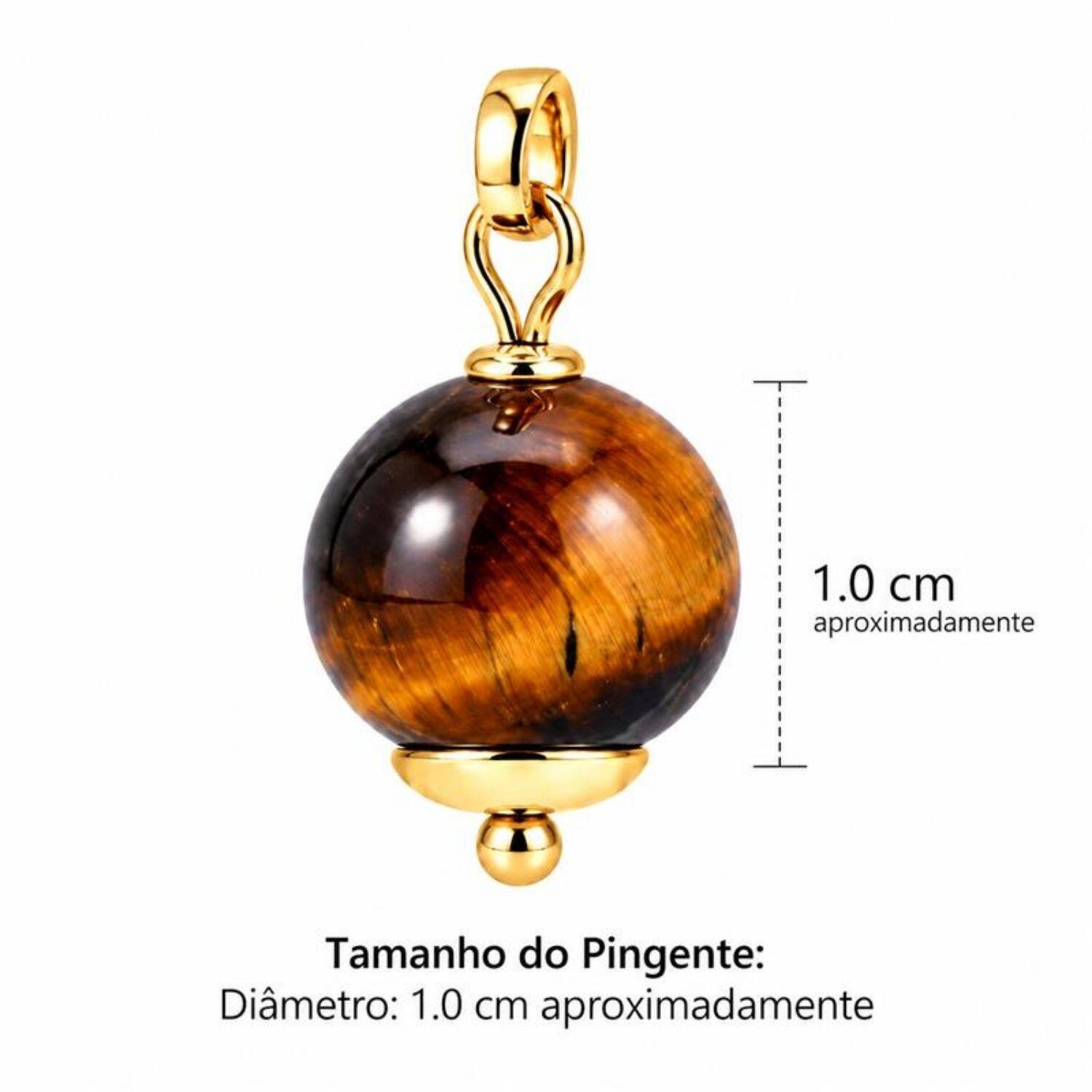 Brinco Argola Pedra Natural Olho de Tigre Banhado em Ouro 18k