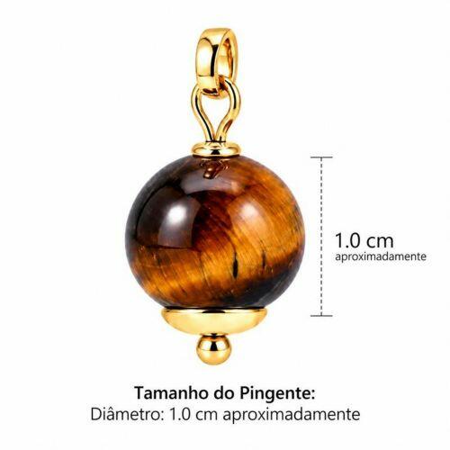 Brinco Argola Pedra Natural Olho de Tigre Banhado em Ouro 18k