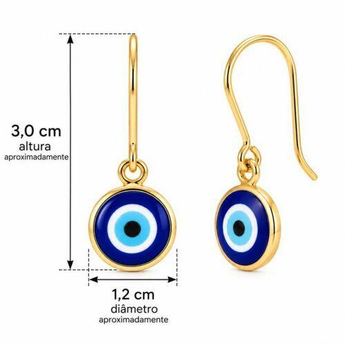 Brinco Anzol Olho Grego Banhado em Ouro 18k