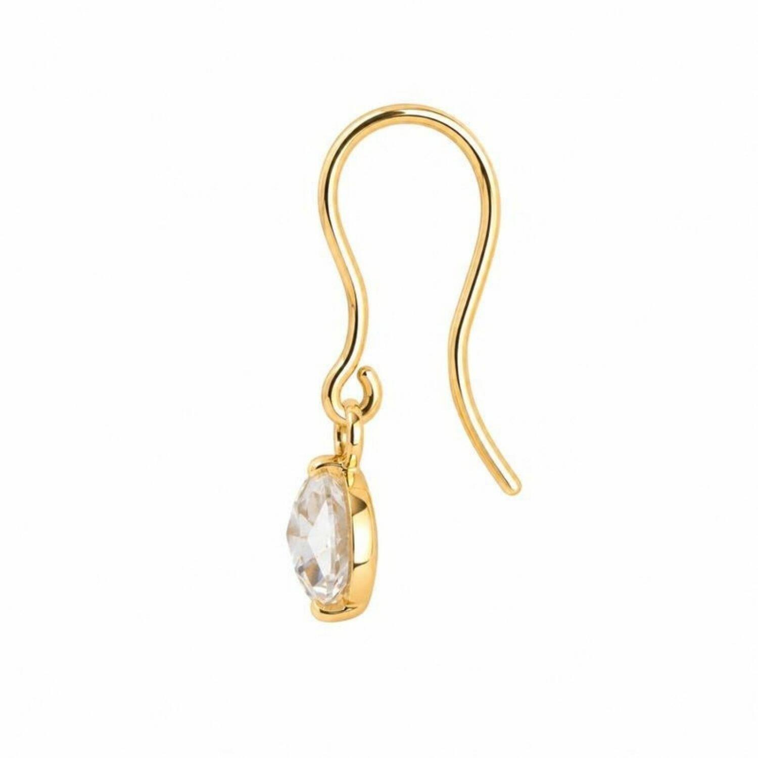 Brinco Anzol Ponto de Luz Zircônia Cristal Banhado em Ouro 18k