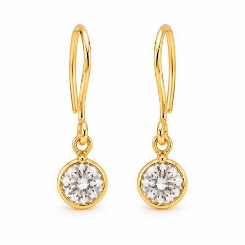 Brinco Anzol Ponto de Luz Zircônia Cristal Banhado em Ouro 18k