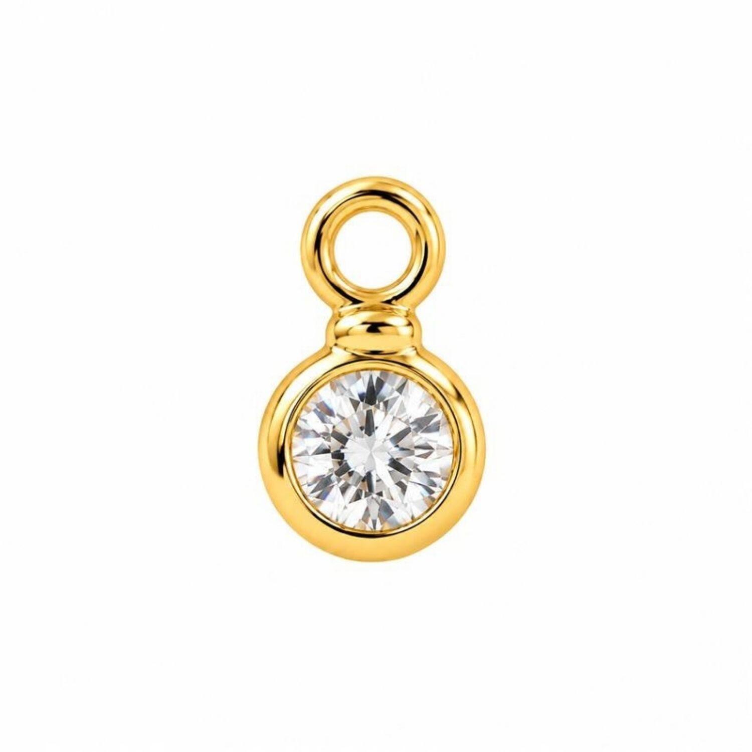 Brinco Anzol Ponto de Luz Zircônia Cristal Banhado em Ouro 18k