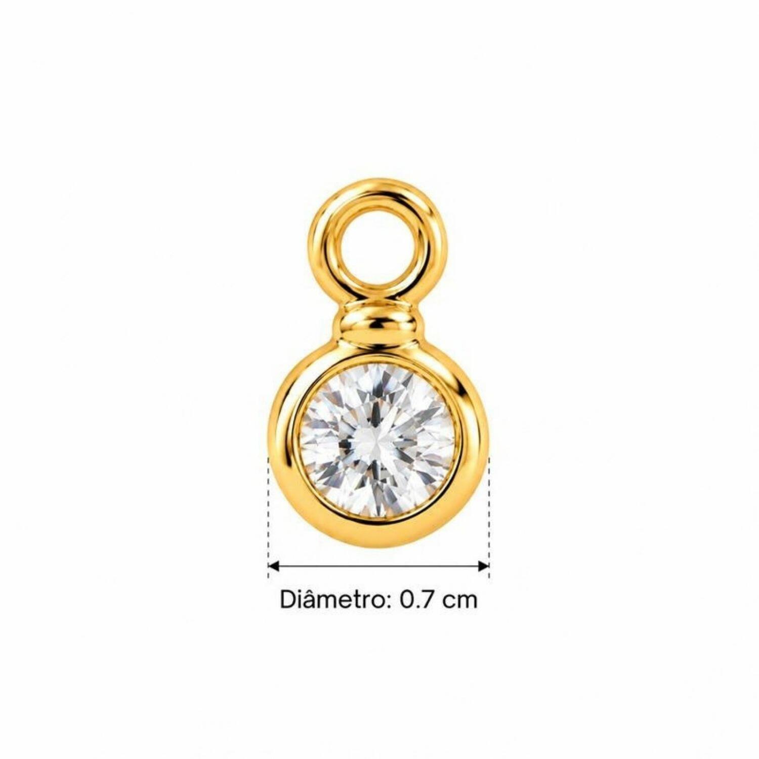Brinco Anzol Ponto de Luz Zircônia Cristal Banhado em Ouro 18k