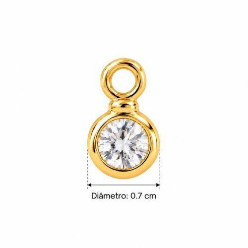 Brinco Anzol Ponto de Luz Zircônia Cristal Banhado em Ouro 18k